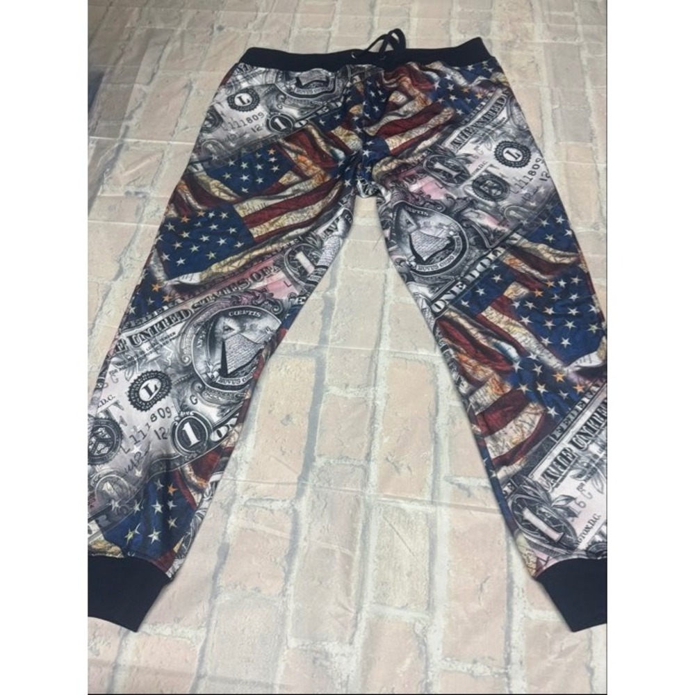 SWITCH REMARKABLE Men's 4XL American Dollar‎ Flag Print Joggers Sweatpants